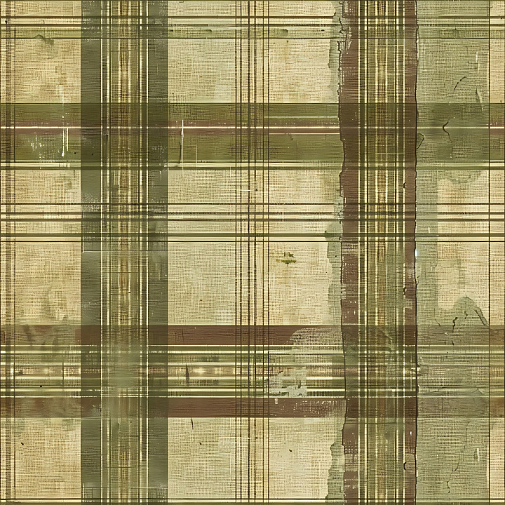 Plaid Fabric in Muted Earthy Greens and Browns seamless PBR texture preview