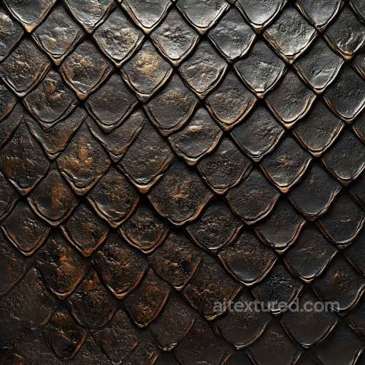Skin Texture Featuring Dark Reptilian Scale Pattern With Detailed Rough Embossing seamless Skin PBR texture