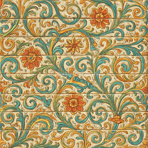 Ornate Painted Brick Texture Seamless 1024X1024