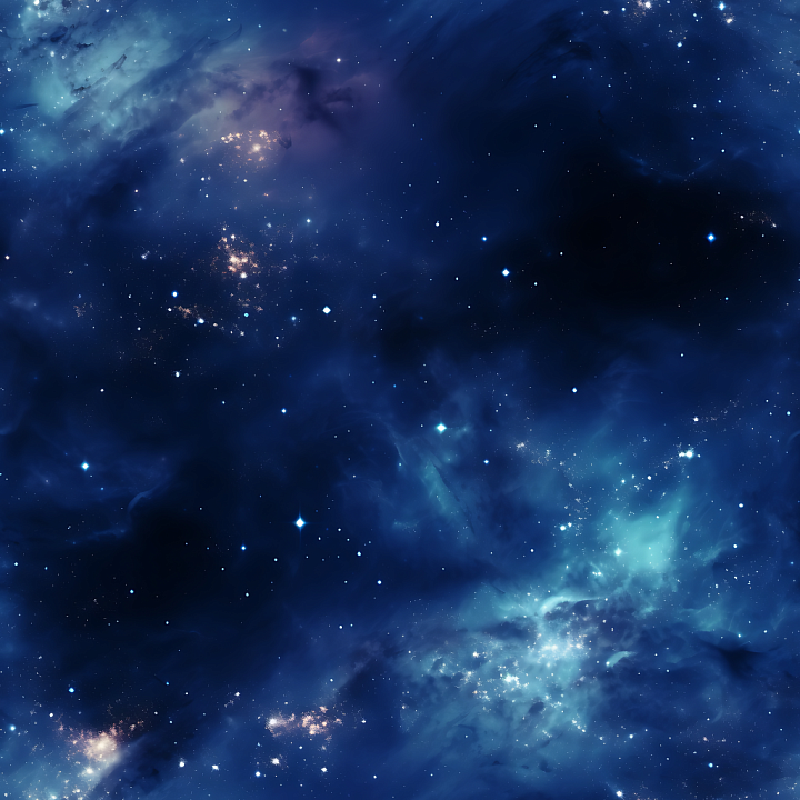 Space Featuring Glowing Nebula and Starfield in Deep Blues seamless PBR texture preview