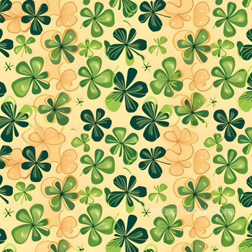 Featuring Stylized Green and Orange Clover Leaves Pattern seamless St patrick digital paper bundle PBR texture