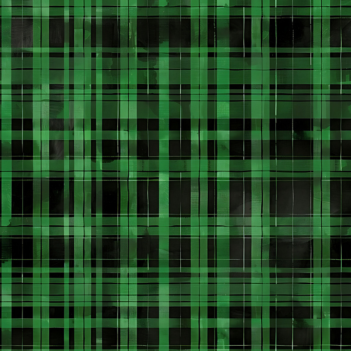 Green and Black Plaid Fabric with Layered Brush Strokes seamless PBR texture preview