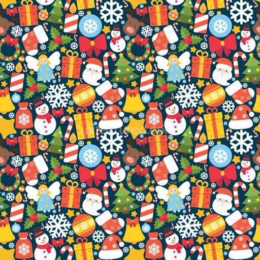 Preview — Seamless 3D PBR Christmas digital paper texture with festive icons