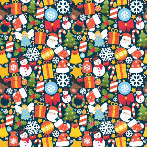 Christmas Digital Paper Texture with Festive Icons and Colorful Pattern seamless All Christmas Digital paper PBR texture