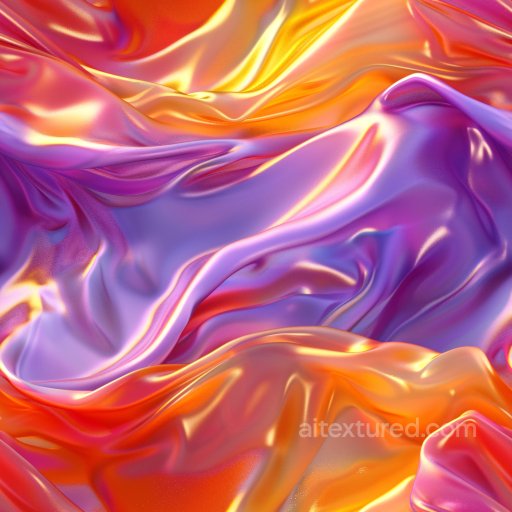 Seamless 3D PBR Texture of Glossy Satin Fabric with Multicolor Vibrant Folds texture preview