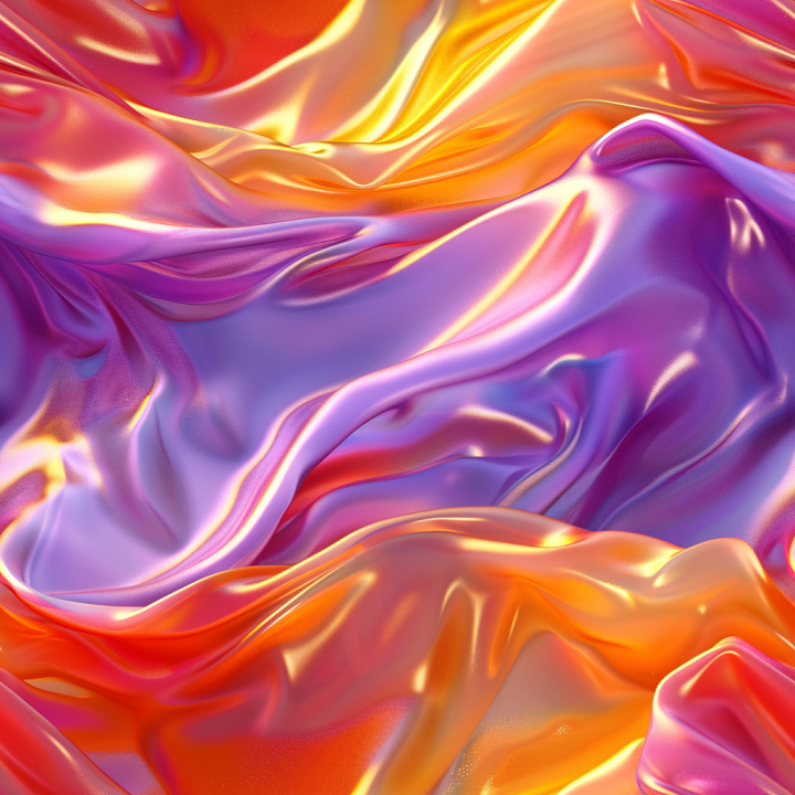 Glossy Satin Fabric with Multicolor Vibrant Folds seamless PBR texture preview