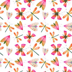 seamless Seamless 3D PBR Texture with Colorful Watercolor Dragonfly Pattern texture 8k free download PBR