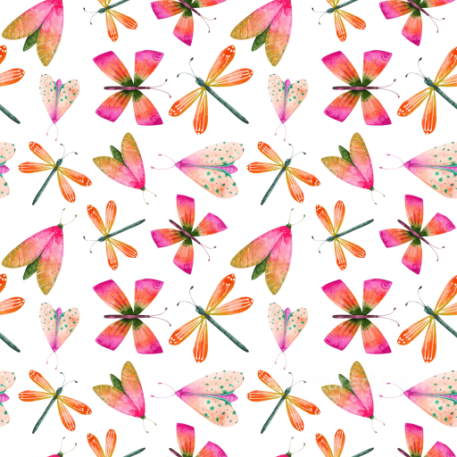 with Colorful Watercolor Dragonfly Pattern seamless Dragonfly PBR texture