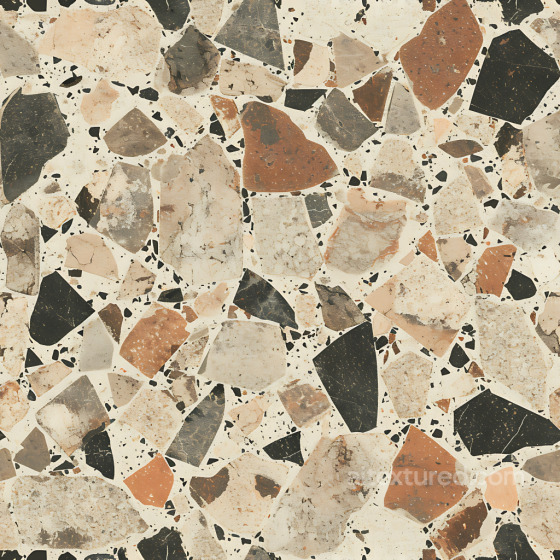 Terrazzo Stone Floor PBR Texture with Earthy Mixed Aggregate Pattern Stone texture preview