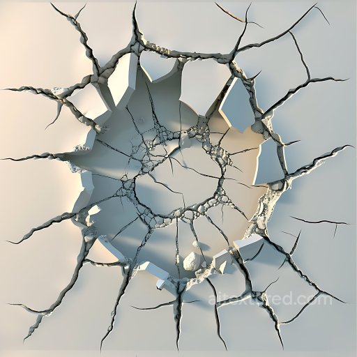 Broken Concrete Hole Texture with Fine Cracks and Jagged Edges seamless Cracked & Holes PBR texture