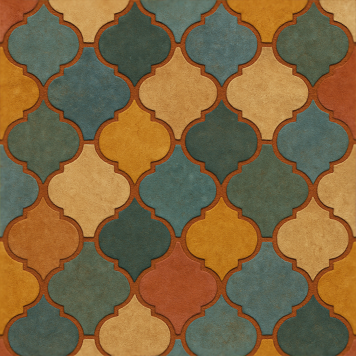 Moroccan Tiles Mosaic With Arabesque Patterns And Matte Finish seamless PBR texture preview