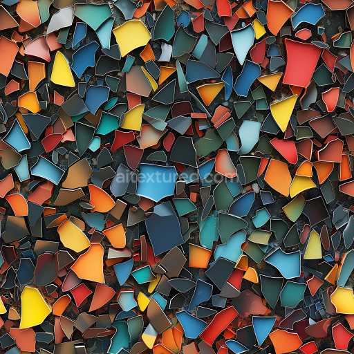 Seamless 3D Broken Paint Shards PBR Texture with Multi-Color Chips and Cracked Surface