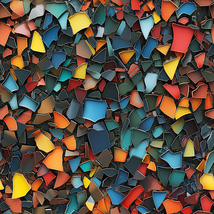 Broken Paint Shards with Multi-Color Chips and Cracked Surface seamless PBR texture preview