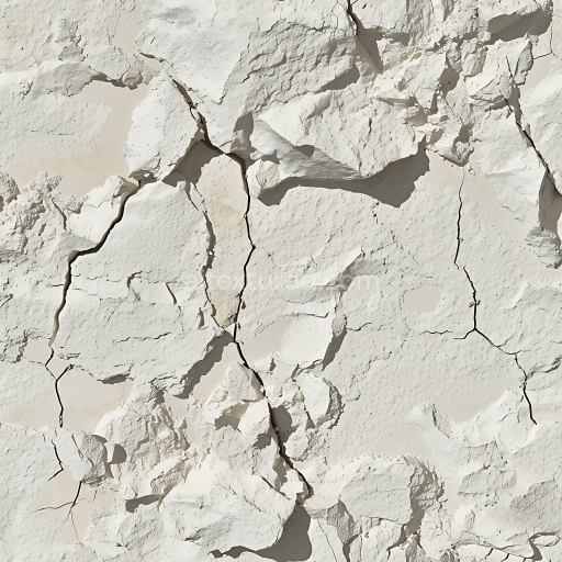 Seamless 3D cracked dry earth stone PBR texture in light beige