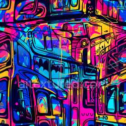 seamless Seamless 3D PBR Graffiti Texture Featuring Vibrant Neon Colors and Abstract Urban Patterns texture 8k free download PBR