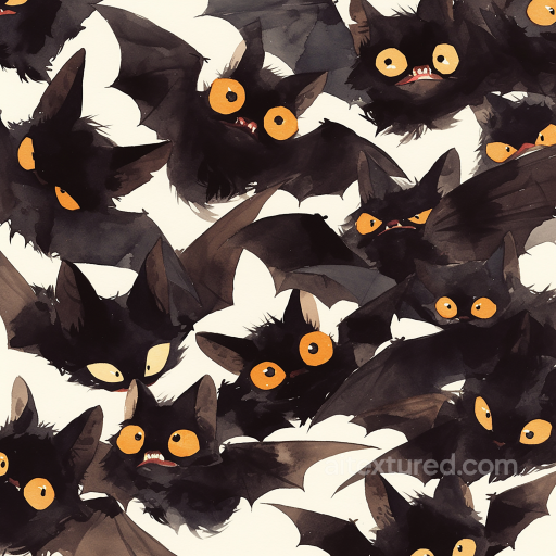 Watercolor Bat Pattern Texture with Halloween Style seamless Watercolor Halloween PBR texture