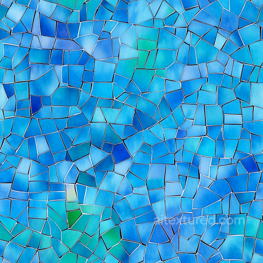 Blue Ceramic Mosaic PBR Texture with Irregular Tiles and Glossy Finish seamless Mosaic PBR texture