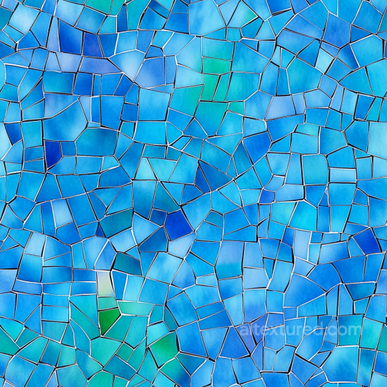 Blue Ceramic Mosaic PBR Texture with Irregular Tiles and Glossy Finish Mosaic texture preview