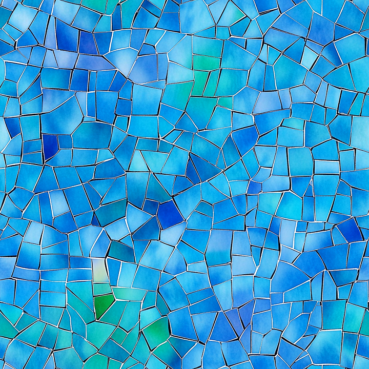 Blue Ceramic Mosaic with Irregular Tiles and Glossy Finish seamless PBR texture preview