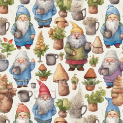 seamless Seamless 3D PBR Texture with Whimsical Garden Gnomes and Potted Plants texture 8k free download PBR