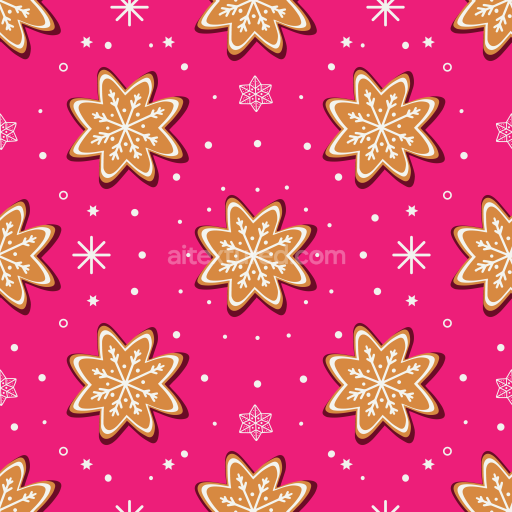 Seamless 3D PBR Texture Featuring Gingerbread Cookies on Pink Background
