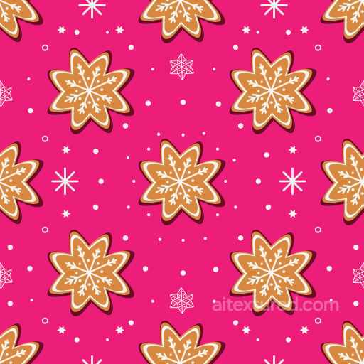 All Christmas Digital paper Texture of Festive Gingerbread Snowflake on Pink Background seamless All Christmas Digital paper PBR texture