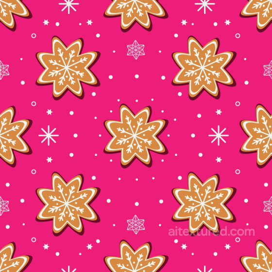 All Christmas Digital paper Texture of Festive Gingerbread Snowflake on Pink Background All Christmas Digital paper texture preview