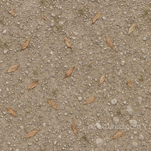 Gravel Compacted With Pebble Embedded And Dry Leaves Scattered seamless Park pavement PBR texture
