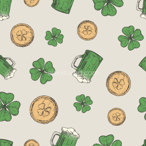 Seamless 3D PBR Texture with St Patrick Icons and Soft Pastel Colors