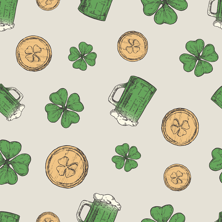 with St Patrick Icons and Soft Pastel Colors seamless PBR texture preview