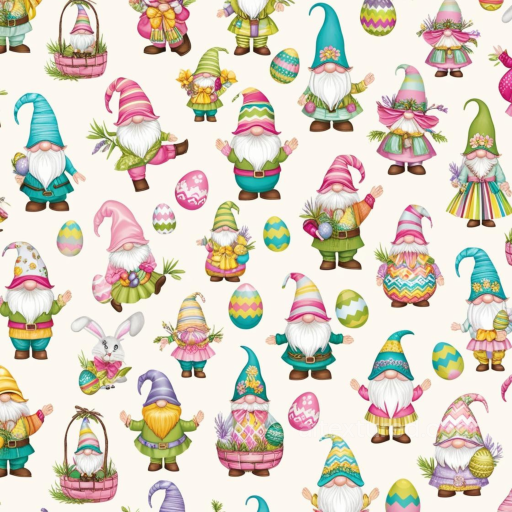 All Easter Digital paper Texture of Colorful Easter Gnomes and Eggs Digital Paper seamless All Easter Digital paper PBR texture