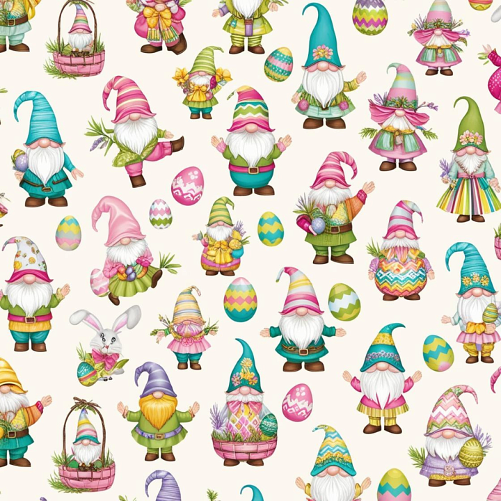 All Easter Digital paper of Colorful Easter Gnomes and Eggs Digital Pap… seamless PBR texture preview