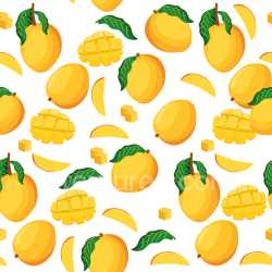 Pattern Bundle - Seamless 3D PBR Pattern Texture Featuring Tropical Mango Fruits with Leaves texture preview
