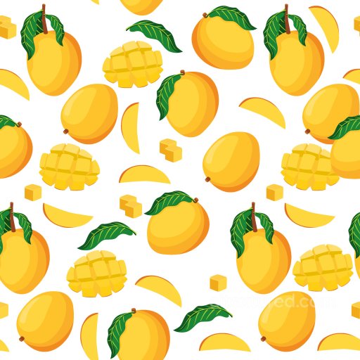 Pattern Texture Featuring Tropical Mango Fruits with Leaves seamless Pattern Bundle PBR texture