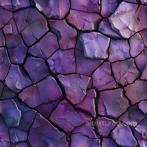 Cracked Dry Earth Texture with Purple and Violet Shades seamless Cracked & Holes PBR texture