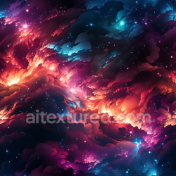 seamless Seamless 3D Space PBR Texture Featuring Fiery Nebula and Deep Cosmic Starfield texture 8k free download PBR