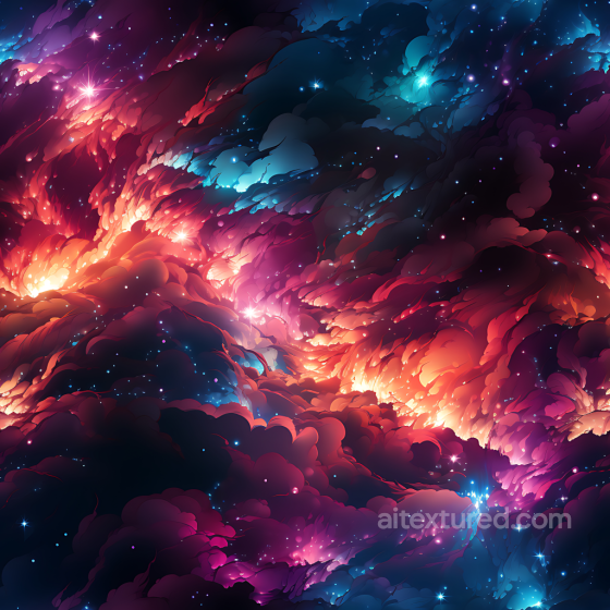 Space PBR Texture Featuring Fiery Nebula and Deep Cosmic Starfield Star, space, planets texture preview