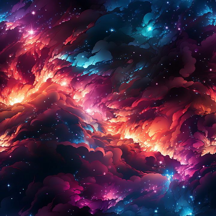 Space Featuring Fiery Nebula and Deep Cosmic Starfield seamless PBR texture preview