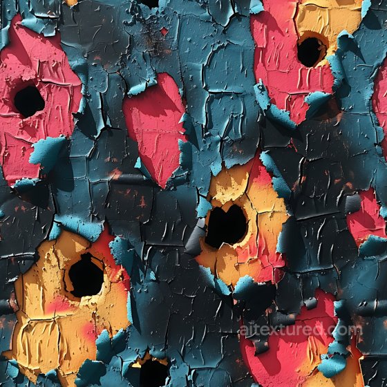 Of Cracked Peeling Paint With Colorful Holes And Layered Surfaces Cracked & Holes texture preview