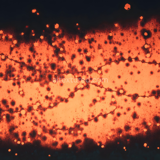 Seamless 3D Cracked Rusty Metal PBR Texture with Dark Corrosion and Orange Highlights