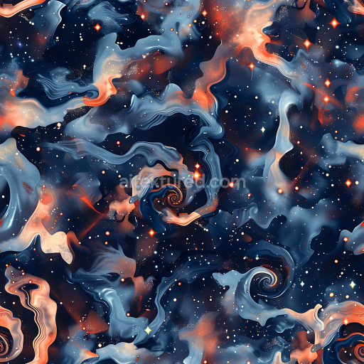 Seamless 3D Cosmic Camouflage PBR Texture with Swirling Nebula Patterns
