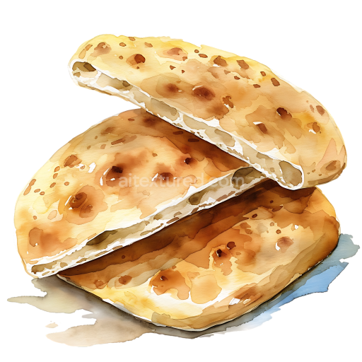 Watercolor Style Iranian Barbari Bread Illustration for Breakfast Design