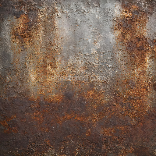 Seamless 3D Rusted Metal PBR Texture Featuring Cracks, Corrosion, and Hole Details
