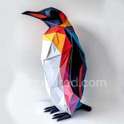 seamless Seamless 3D PBR Low Poly Chinstrap Penguin Origami Texture with Vibrant Geometric Colors texture 8k free download PBR