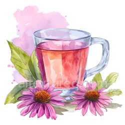 seamless Echinacea Herbal Tea Glass with Flowers Breakfast Illustration texture 8k free download PBR