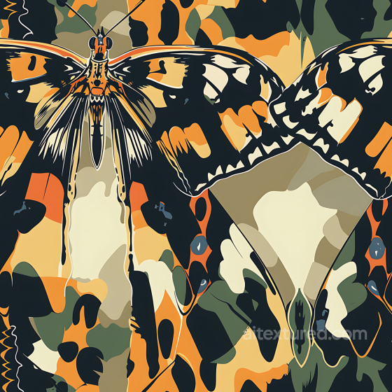 Stylized Butterfly-Inspired Camouflage PBR Texture with Earthy Tones Color Camouflage texture preview