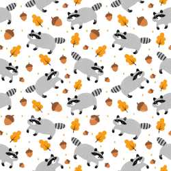 Pattern Bundle - Seamless 3D Pattern PBR Texture with Playful Raccoon Motifs and Autumn Leaves texture preview