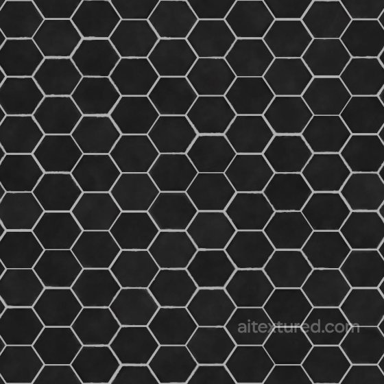 Hexagonal Black Ceramic Tiles | Free PBR Tile texture preview