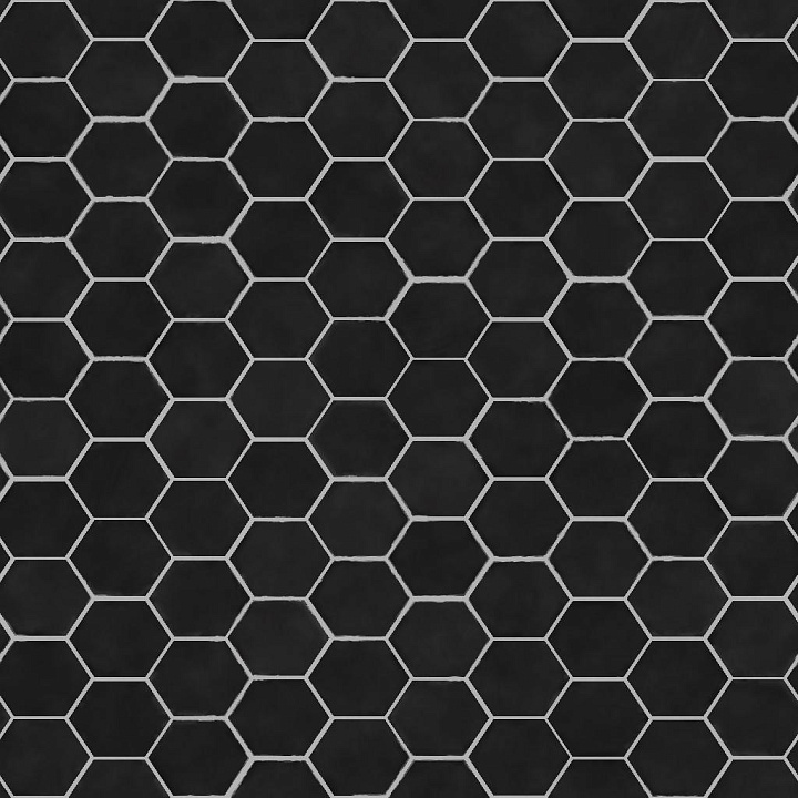 Hexagonal Black Ceramic Tiles seamless PBR texture preview