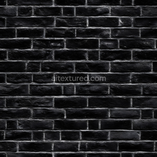 Seamless 3D Cracked Black Brick Wall PBR Texture with Rough Surface